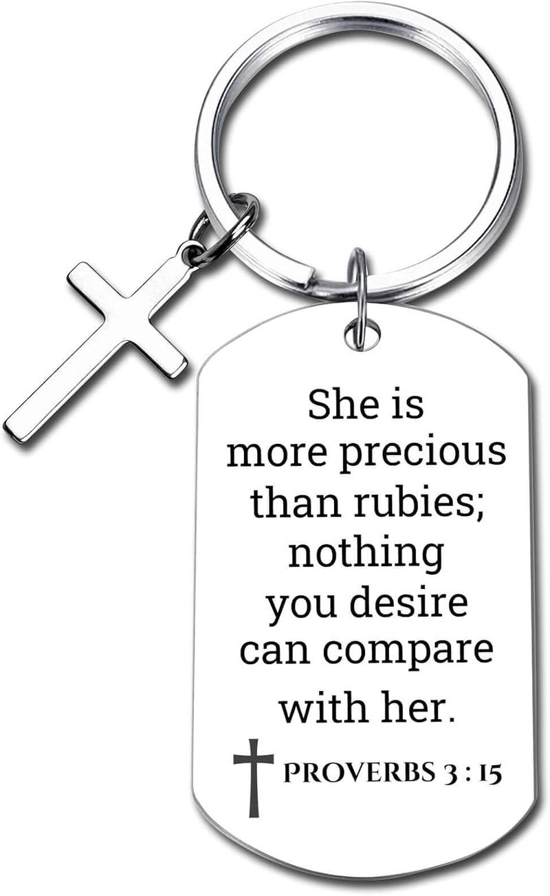GiftYou Inspirational Scripture Metal Key Chains with Cross Pendant - Bible Verse Keychain Religious Gift for Christian - Image 1